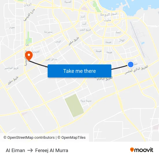 Al Eiman to Fereej Al Murra map