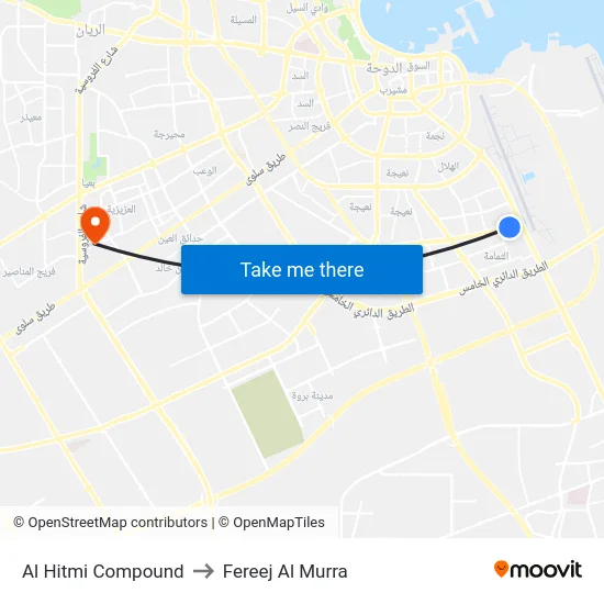 Al Hitmi Compound to Fereej Al Murra map