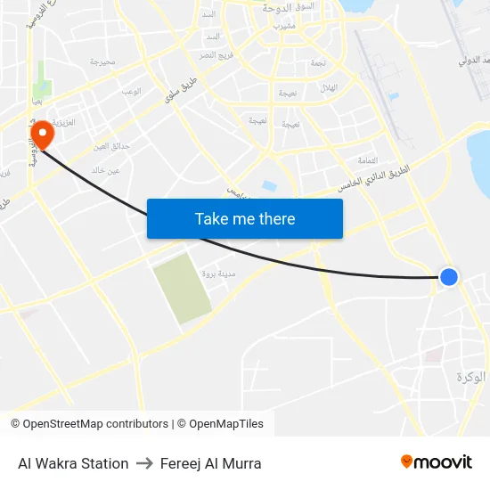 Al Wakra Station to Fereej Al Murra map