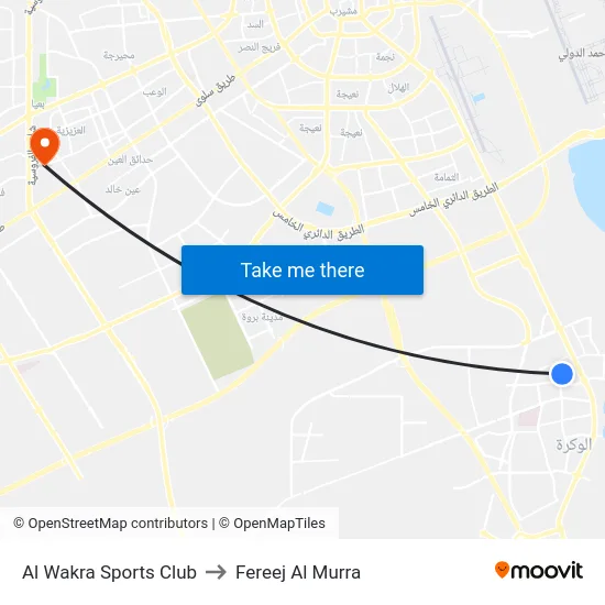 Al Wakra Sports Club to Fereej Al Murra map