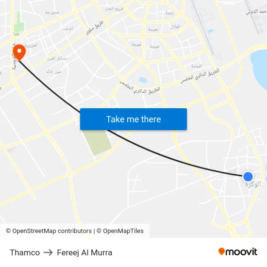 Thamco to Fereej Al Murra map