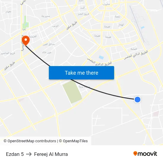 Ezdan 5 to Fereej Al Murra map