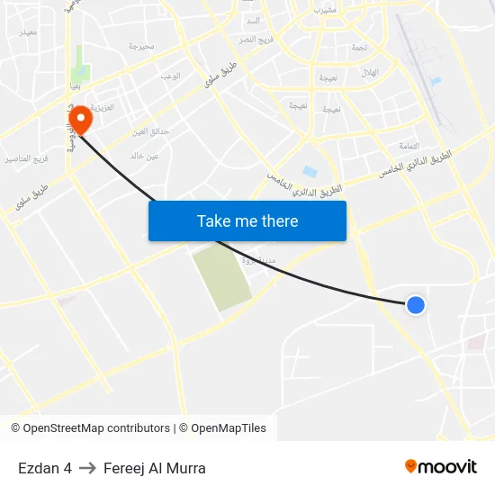 Ezdan 4 to Fereej Al Murra map
