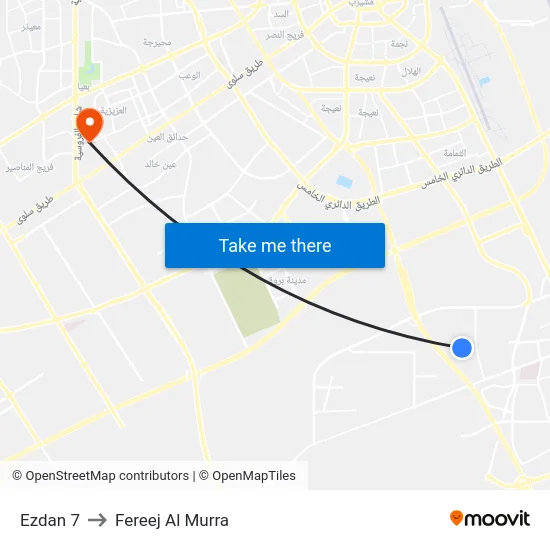 Ezdan 7 to Fereej Al Murra map