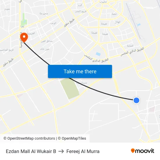 Ezdan Mall Al Wukair B to Fereej Al Murra map