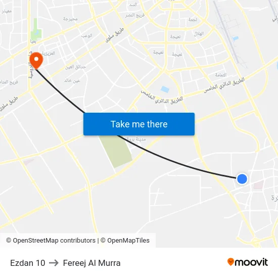 Ezdan 10 to Fereej Al Murra map
