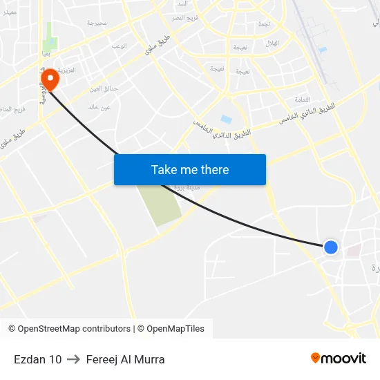 Ezdan 10 to Fereej Al Murra map
