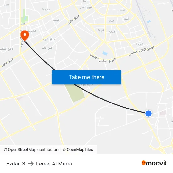 Ezdan 3 to Fereej Al Murra map