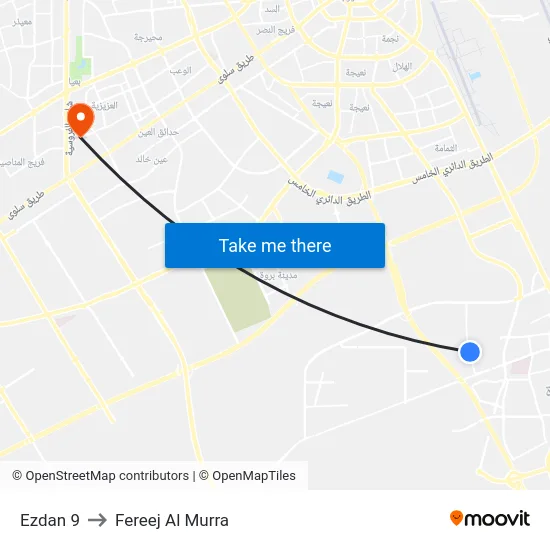 Ezdan 9 to Fereej Al Murra map