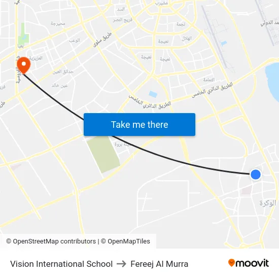 Vision International School to Fereej Al Murra map