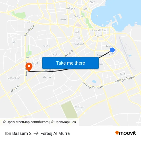 Ibn Bassam 2 to Fereej Al Murra map
