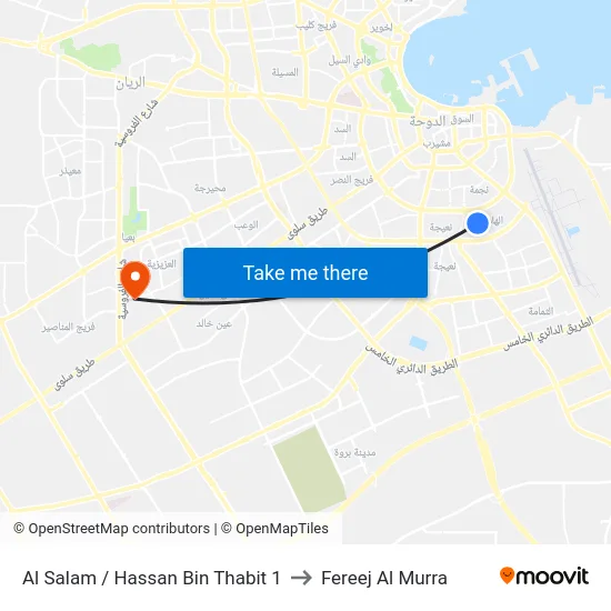 Al Salam / Hassan Bin Thabit 1 to Fereej Al Murra map