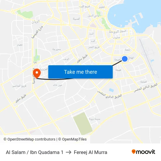 Al Salam / Ibn Quadama 1 to Fereej Al Murra map
