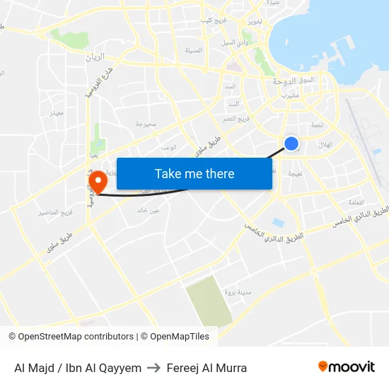 Al Majd / Ibn Al Qayyem to Fereej Al Murra map