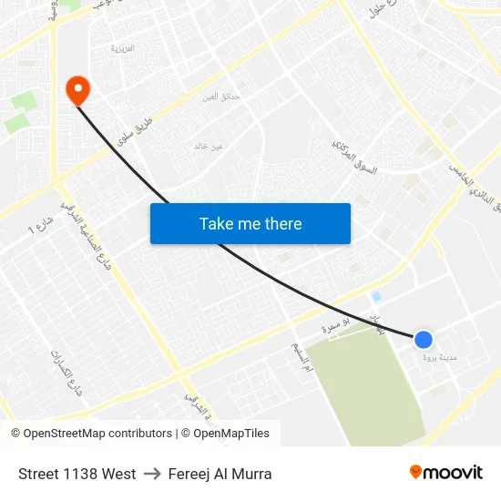 Street 1138 West to Fereej Al Murra map