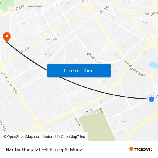 Naufar Hospital to Fereej Al Murra map