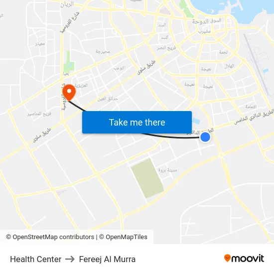 Health Center to Fereej Al Murra map