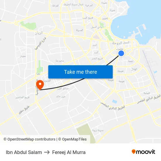 Ibn Abdul Salam to Fereej Al Murra map