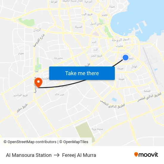 Al Mansoura Station to Fereej Al Murra map