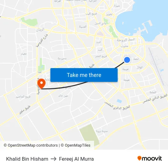 Khalid Bin Hisham to Fereej Al Murra map