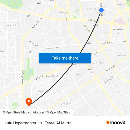 Lulu Hypermarket to Fereej Al Murra map