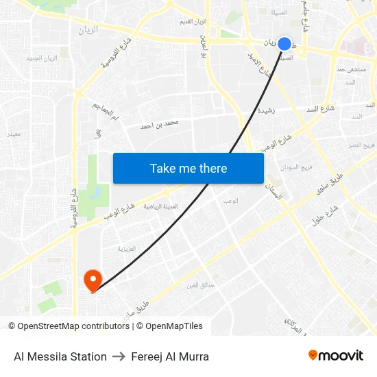 Al Messila Station to Fereej Al Murra map