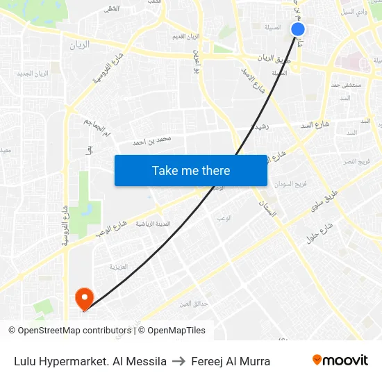 Lulu Hypermarket. Al Messila to Fereej Al Murra map