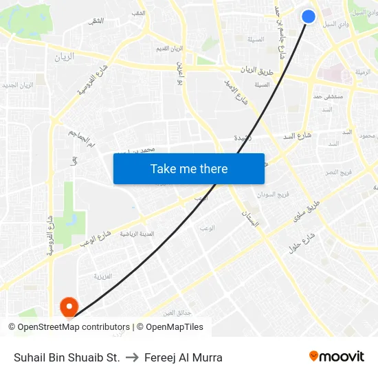 Suhail Bin Shuaib St. to Fereej Al Murra map