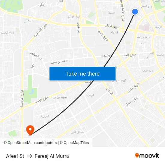 Afeef St to Fereej Al Murra map