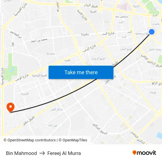 Bin Mahmood to Fereej Al Murra map
