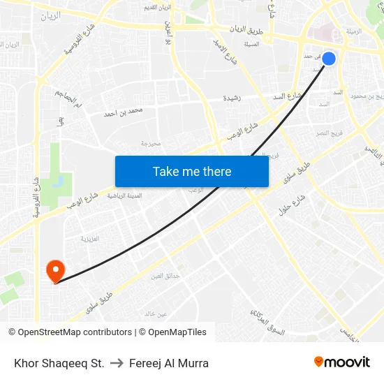 Khor Shaqeeq St. to Fereej Al Murra map