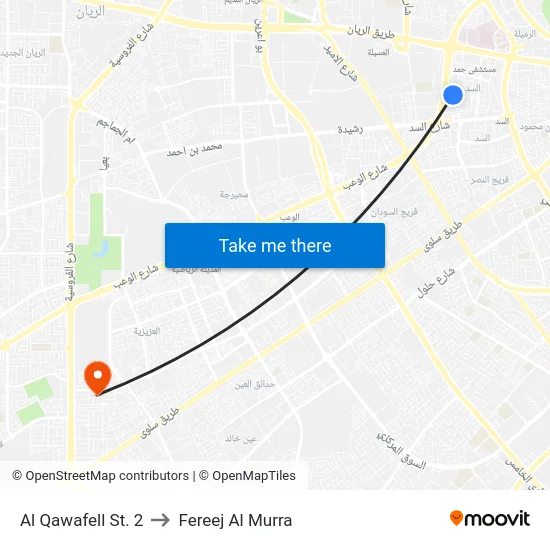 Al Qawafell St. 2 to Fereej Al Murra map