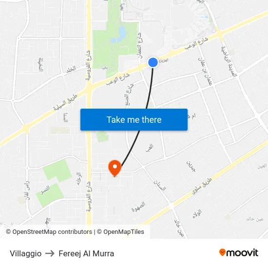 Villaggio to Fereej Al Murra map