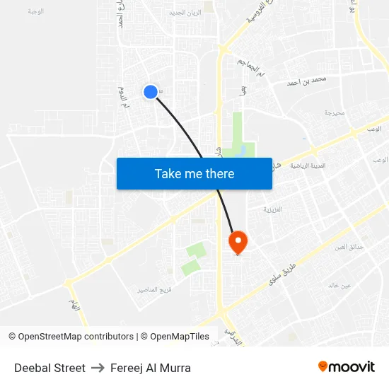 Deebal Street to Fereej Al Murra map