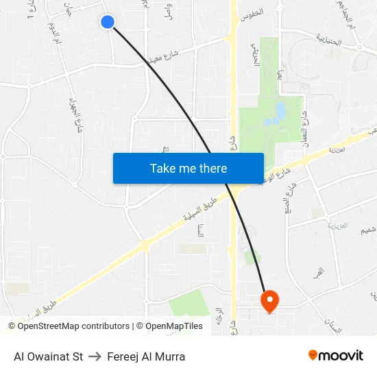 Al Owainat St to Fereej Al Murra map
