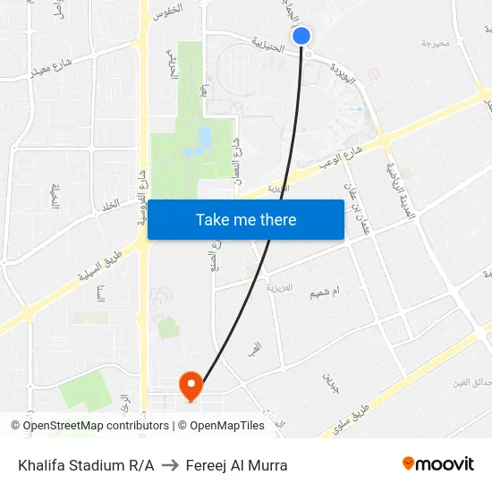 Khalifa Stadium R/A to Fereej Al Murra map