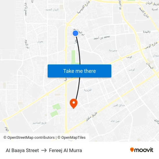 Al Baaya Street to Fereej Al Murra map