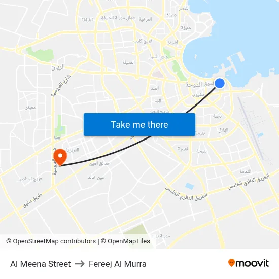 Al Meena Street to Fereej Al Murra map