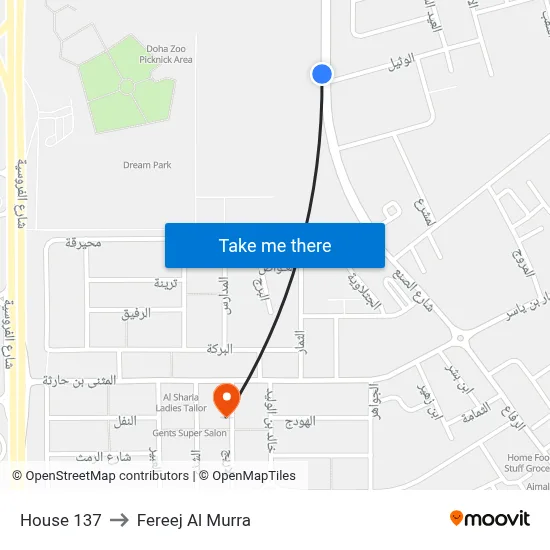 House 137 to Fereej Al Murra map