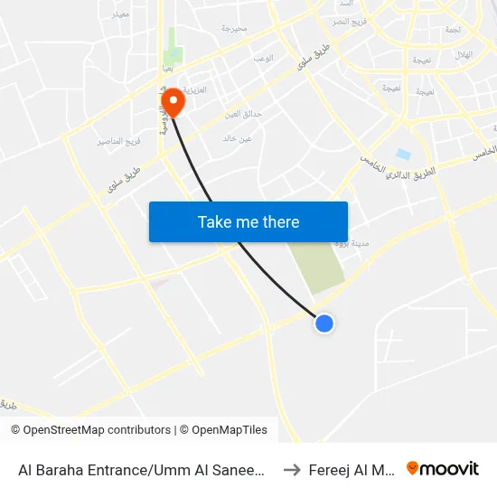 Al Baraha Entrance/Umm Al Saneem Street to Fereej Al Murra map