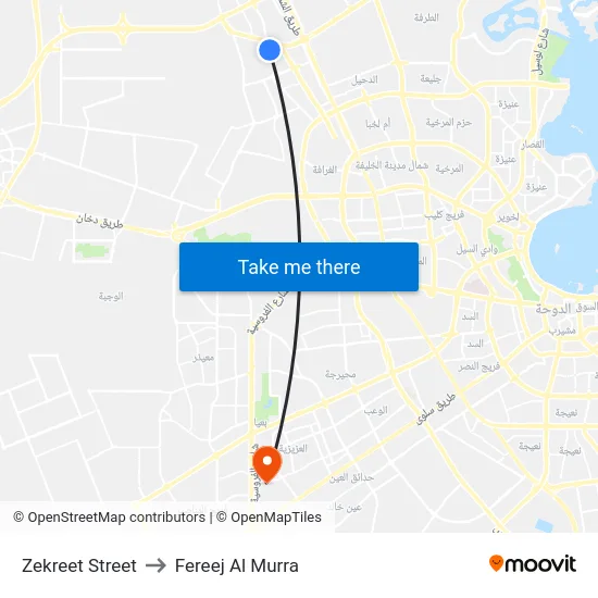 Zekreet Street to Fereej Al Murra map