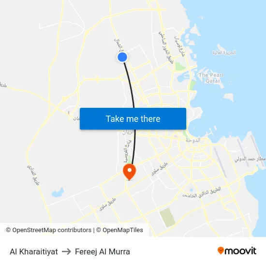Al Kharaitiyat to Fereej Al Murra map