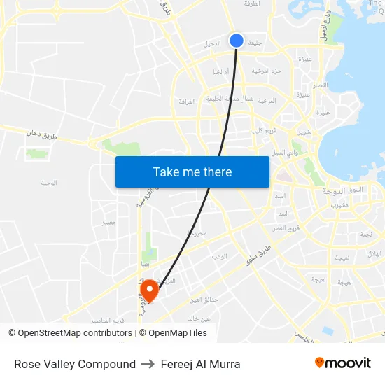 Rose Valley Compound to Fereej Al Murra map