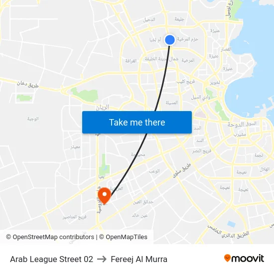 Arab League Street 02 to Fereej Al Murra map