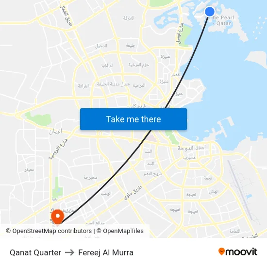 Qanat Quarter to Fereej Al Murra map