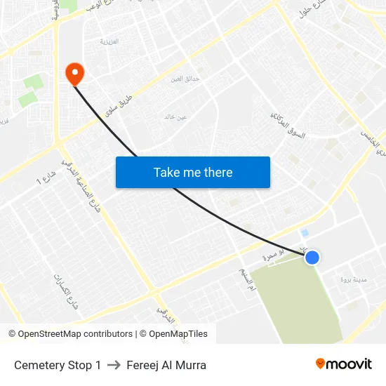 Cemetery Stop 1 to Fereej Al Murra map