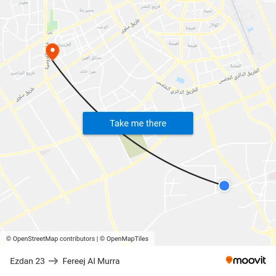 Ezdan 23 to Fereej Al Murra map