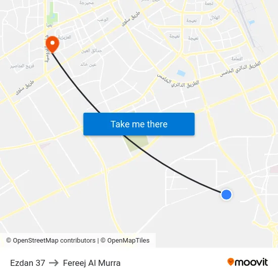 Ezdan 37 to Fereej Al Murra map
