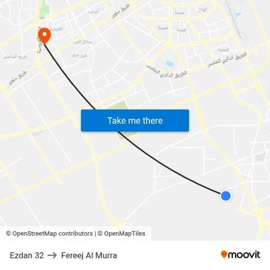 Ezdan 32 to Fereej Al Murra map