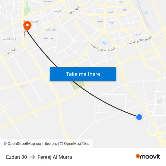 Ezdan 30 to Fereej Al Murra map